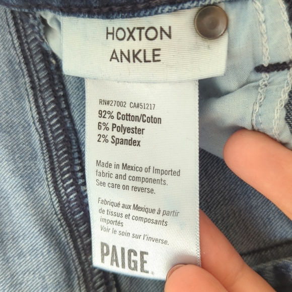 Paige Hoxton Classic Medium Wash High Waisted Ankle Cropped Skinny Jeans 24 - Picture 9 of 14